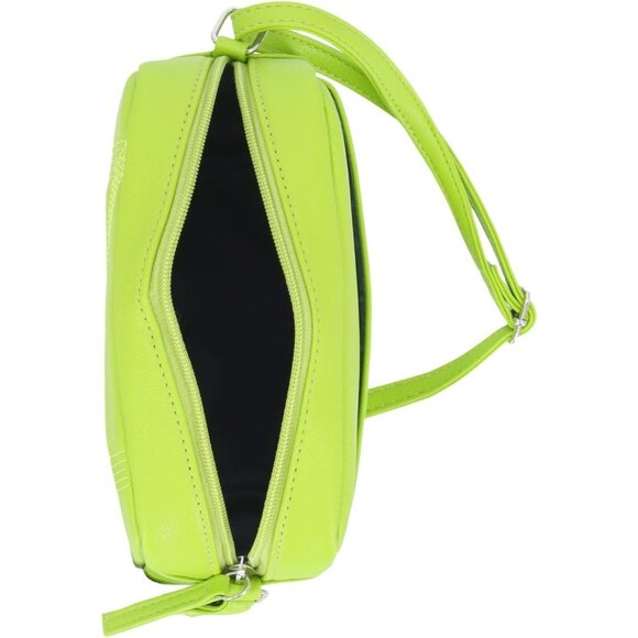 Women's Lime PU leather Candid Camera Adjustable Crossbody Bag - Picture 2 of 4